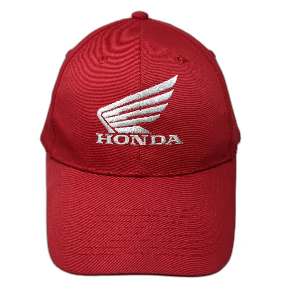 Otto Snapback Red One Size Hat Embroidered Honda Wing Logo Curved Brim Racing